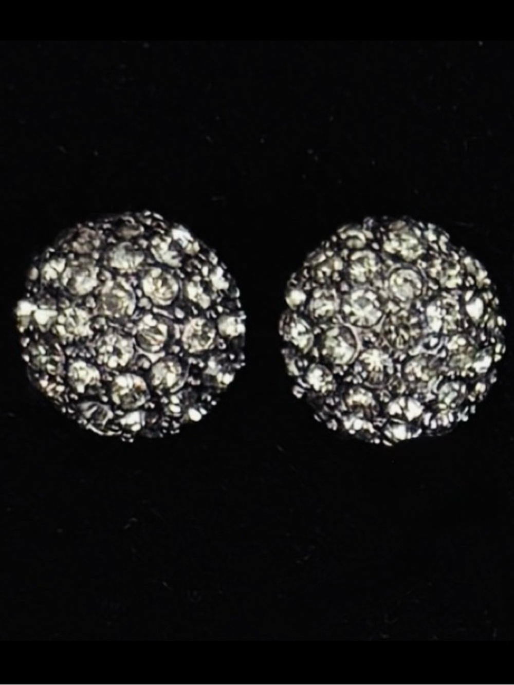 Vintage Gunmetal Crystal Stud Pierced Earrings